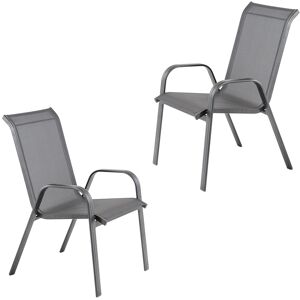 Edenjardin Pack de 2 sillones de jardín apilables aluminio antracita