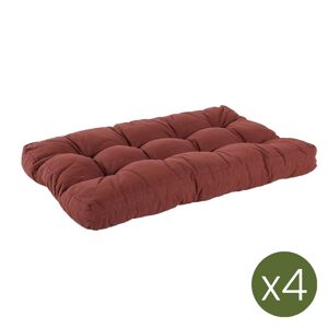 Edenjardin Pack de 4 cojines asiento para palet 80x120x16 cm olefin rojo