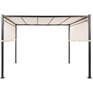 Beliani Cenador LED de metal poliéster beige negro 310 cm