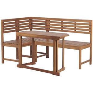 Beliani Conjunto de comedor 4 personas en madera de acacia madera clara