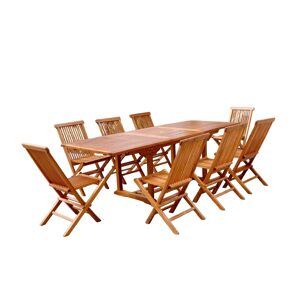 Concept Usine Conjunto de jardín de teca aceitada para 8 personas, mesa rectangular