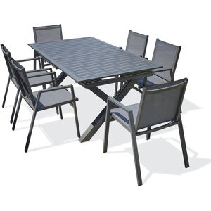 dcb garden Conjunto de comedor de jardín 6 plazas de aluminio gris antracita