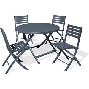 dcb garden Conjunto de comedor de jardín 4 plazas de aluminio gris antracita