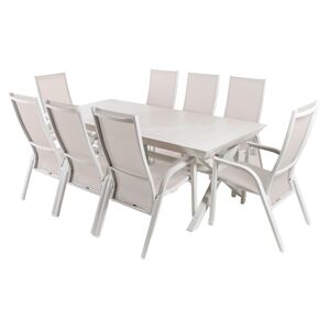 Edenjardin Conjunto de mesas y sillas reclinables hidraulicos extensible blanco