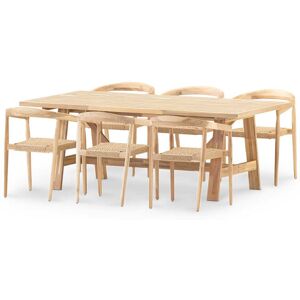 Defora Home Set comedor 6 pl ceramica beige 205x105 y butaca