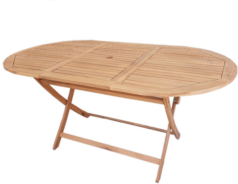 LolaHome Mesa de comedor plegable de madera sostenible de acacia natural