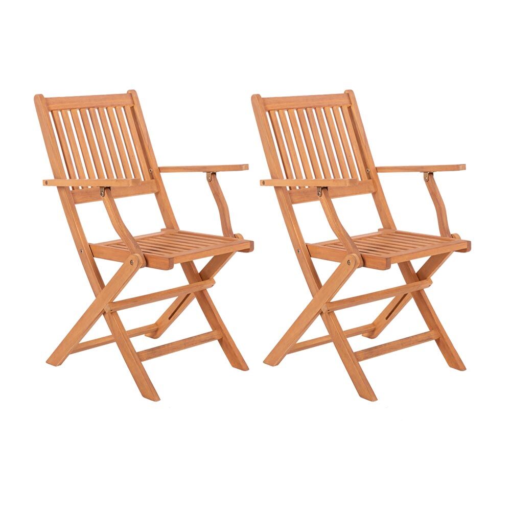 LolaHome Set de 2 sillas plegables Kate de acacia natural sostenible