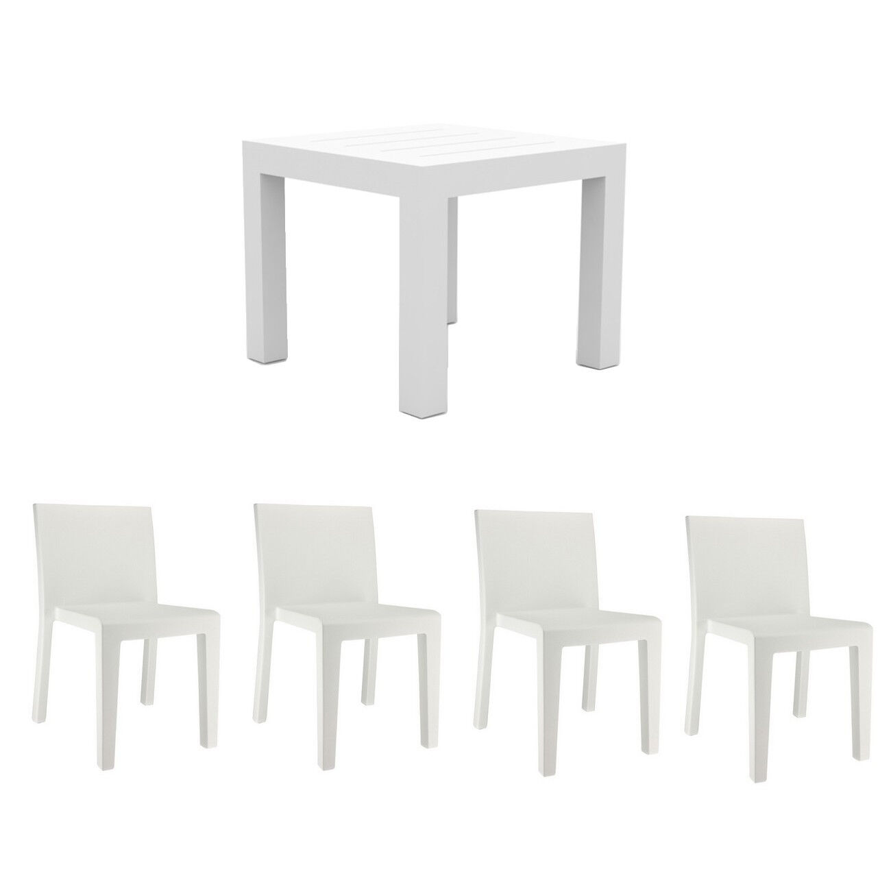 Vondom Mesa y 4 sillas blancas