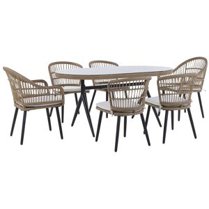 Beliani Conjunto de Comedor de Jardín - ALIANO II 6 Piezas Beige - Juego de Jardín Beliani Conjunto de Comedor de Jardín - ALIANO II 6 Piezas Beige - Juego de Jardín