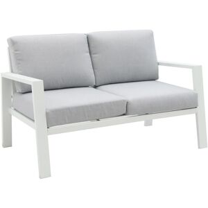 LolaHome Sofá de jardín y exterior blanco de aluminio LolaHome Sofá de jardín y exterior blanco de aluminio