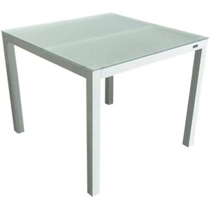 Pondecor Mesa jardín fija ibiza cuadrada aluminio blanco-cristal translúcido Pondecor Mesa jardín fija ibiza cuadrada aluminio blanco-cristal translúcido