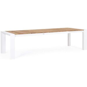 Konte.Design Mesa extensible de aluminio blanco y madera de teca 228x100-294x100 Konte.Design Mesa extensible de aluminio blanco y madera de teca 228x100-294x100