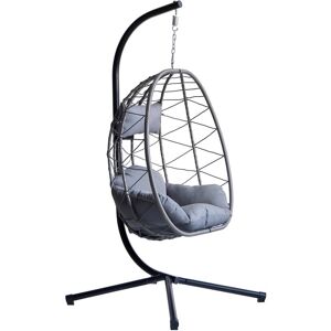 Nordlys Sillón colgante en ratán y metal negro Nordlys Sillón colgante en ratán y metal negro