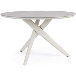 Bizzotto Mesa de aluminio y piedra sinterizada Ø120 beige Bizzotto Mesa de aluminio y piedra sinterizada Ø120 beige