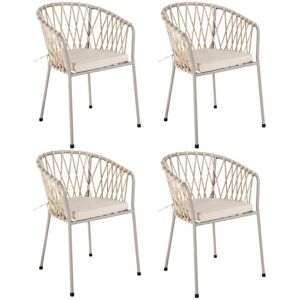 LolaHome Pack de 4 sillas de jardín de acero y cuerda con cojín. LolaHome Pack de 4 sillas de jardín de acero y cuerda con cojín.