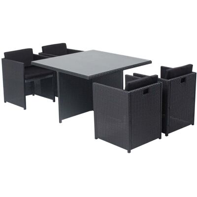 Concept Usine Salón de jardín encastrable 4 personas de resina trenzada negro/negro Concept Usine Salón de jardín encastrable 4 personas de resina trenzada negro/negro