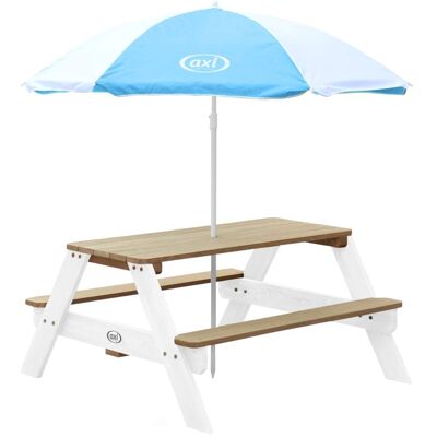 Axi Mesa de picnic infantil con sombrilla, madera, marrón/blanco Axi Mesa de picnic infantil con sombrilla, madera, marrón/blanco