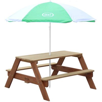 Axi Mesa de picnic infantil con sombrilla, madera, marrón Axi Mesa de picnic infantil con sombrilla, madera, marrón