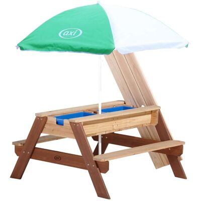 Axi Mesa de picnic para arena y agua con sombrilla, madera fsc, marrón Axi Mesa de picnic para arena y agua con sombrilla, madera fsc, marrón