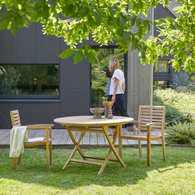 Tikamoon Conjunto de jardín de teca maciza con 2 sillones Tikamoon Conjunto de jardín de teca maciza con 2 sillones
