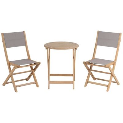 BEAU RIVAGE RIMINI - Conjunto de Mesa y Sillas de Jardín - Acacia y Textilene BEAU RIVAGE RIMINI - Conjunto de Mesa y Sillas de Jardín - Acacia y Textilene