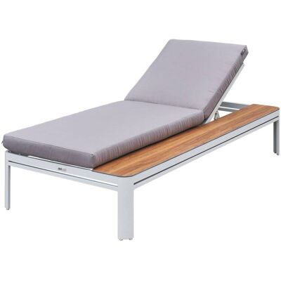 Axi Tumbona de jardín ajustable, mesa de aluminio/madera, gris Axi Tumbona de jardín ajustable, mesa de aluminio/madera, gris