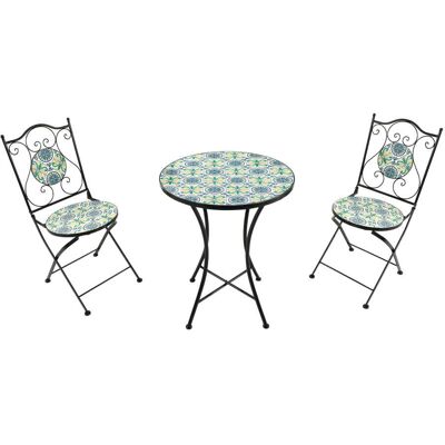 Axi Mesa bistró con 2 sillas, mosaico azul/amarillo Axi Mesa bistró con 2 sillas, mosaico azul/amarillo