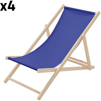 ECD Germany 4x sillas de playa azul oscuro madera pino tejido oxford carga 120kg ECD Germany 4x sillas de playa azul oscuro madera pino tejido oxford carga 120kg