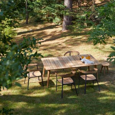 Tikamoon Mesa de jardín de teca maciza reciclada para 6-8 personas Tikamoon Mesa de jardín de teca maciza reciclada para 6-8 personas