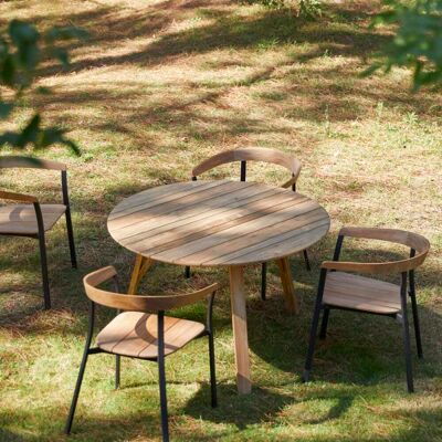 Tikamoon Mesa de jardín de teca maciza reciclada para 6 personas Tikamoon Mesa de jardín de teca maciza reciclada para 6 personas