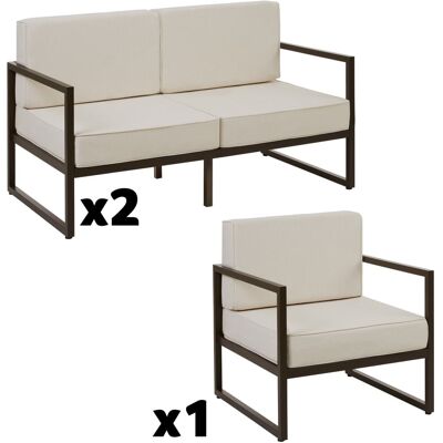 Tectake Conjunto de jardín para 5 personas con acolchado xxl, marrón/beige Tectake Conjunto de jardín para 5 personas con acolchado xxl, marrón/beige