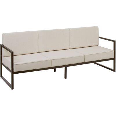 Tectake Sofá de jardín para 3 personas con acolchado xxl, marrón/beige Tectake Sofá de jardín para 3 personas con acolchado xxl, marrón/beige