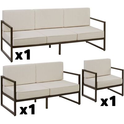 Tectake Set de salón de jardín, 6 personas, 2 sofás, 1 sillón, acolchado xxl Tectake Set de salón de jardín, 6 personas, 2 sofás, 1 sillón, acolchado xxl