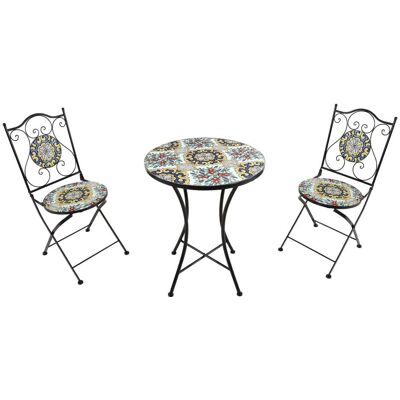 Axi Mesa bistró con 2 sillas, mosaico diseño clásico Axi Mesa bistró con 2 sillas, mosaico diseño clásico
