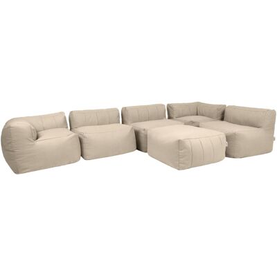 Icon Sofá modular de jardín de 6 plazas en olefina impermeable beige Icon Sofá modular de jardín de 6 plazas en olefina impermeable beige