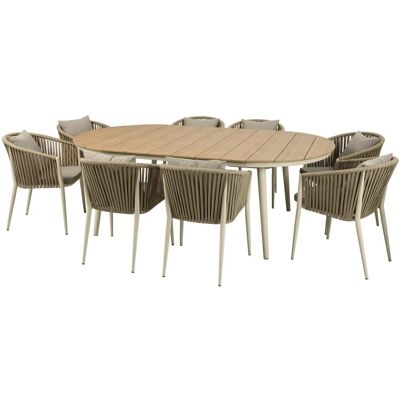 Axi Conjunto jardín 8 sillas, polywood efecto madera beige Axi Conjunto jardín 8 sillas, polywood efecto madera beige