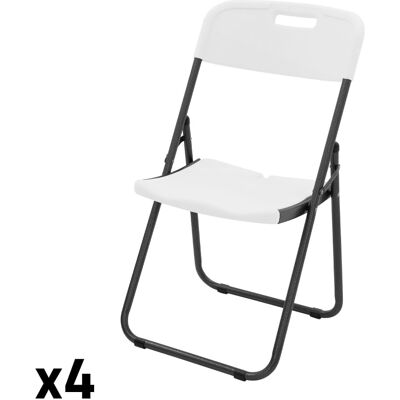 ECD Germany Set 4 sillas plegables de metal, aspecto blanco mate para exterior ECD Germany Set 4 sillas plegables de metal, aspecto blanco mate para exterior