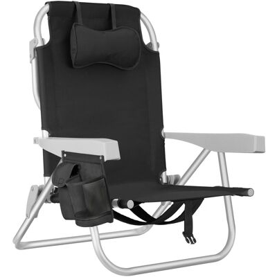 Tectake Silla de playa, plegable y ajustable, con función de mochila, negro Tectake Silla de playa, plegable y ajustable, con función de mochila, negro