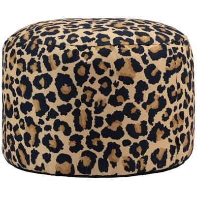 Icon Puf reposapiés redondo en tejido con estampado de leopardo Icon Puf reposapiés redondo en tejido con estampado de leopardo