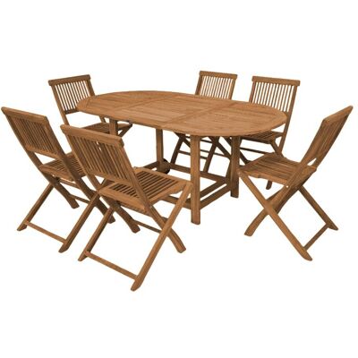 Axi Conjunto de jardín ovalado con 6 sillas plegables - teca Axi Conjunto de jardín ovalado con 6 sillas plegables - teca