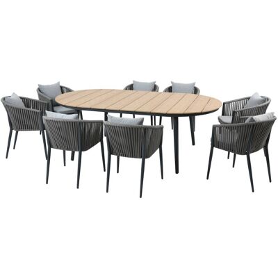 Axi Conjunto jardín 8 sillas, polywood efecto madera antracita Axi Conjunto jardín 8 sillas, polywood efecto madera antracita