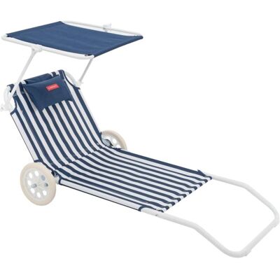 Flamingueo Silla playa tumbona plegable parasol poliéster azul Flamingueo Silla playa tumbona plegable parasol poliéster azul