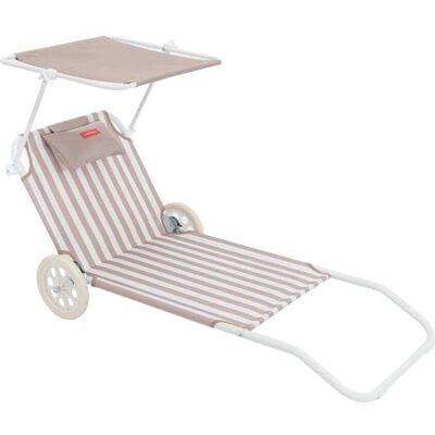 Flamingueo Silla playa tumbona plegable parasol poliéster beige Flamingueo Silla playa tumbona plegable parasol poliéster beige