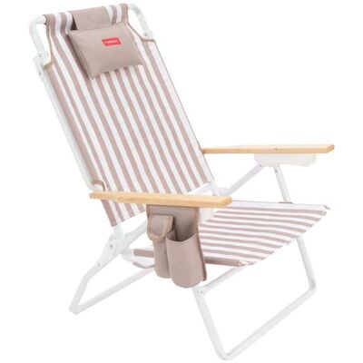 Flamingueo Silla playa reclinable 5 posiciones aluminio beige Flamingueo Silla playa reclinable 5 posiciones aluminio beige