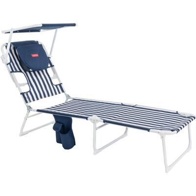 Flamingueo Tumbona plegable parasol aluminio poliéster azul Flamingueo Tumbona plegable parasol aluminio poliéster azul