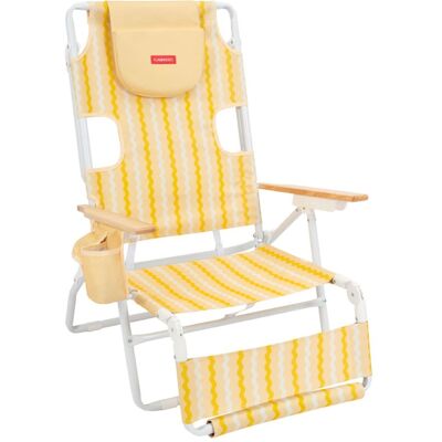 Flamingueo Silla playa reclinable reposapiés aluminio amarillo Flamingueo Silla playa reclinable reposapiés aluminio amarillo