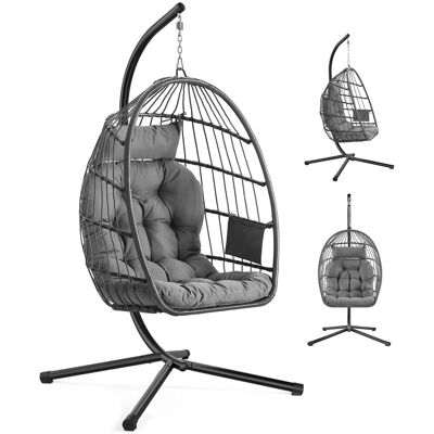 SONGMICS Silla colgante de exterior plegable de color gris SONGMICS Silla colgante de exterior plegable de color gris