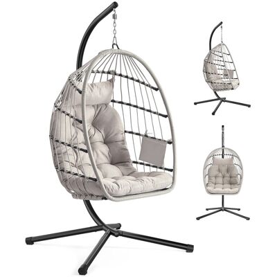 SONGMICS Silla colgante de exterior plegable de color blanco SONGMICS Silla colgante de exterior plegable de color blanco