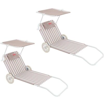 Flamingueo Pack de 2 sillas de playa plegables Beige Flamingueo Pack de 2 sillas de playa plegables Beige