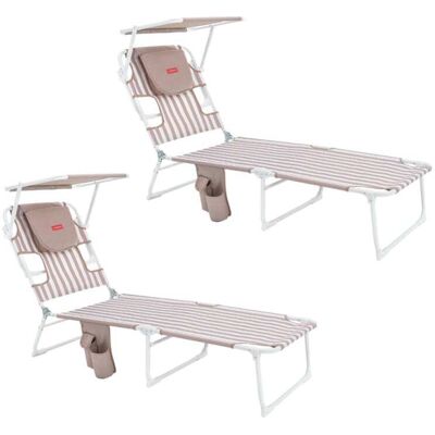 Flamingueo Pack de 2 sillas de playa plegables Beige Flamingueo Pack de 2 sillas de playa plegables Beige